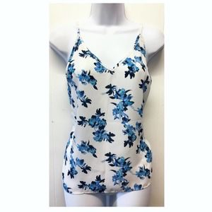 Paper Crane | Blue Floral Print Summer Tank Top